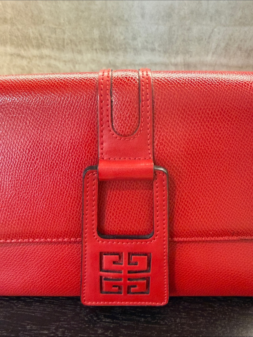 Givenchy Red Leather Shoulder Bag with Signature Buckle - Picture 2 of 4